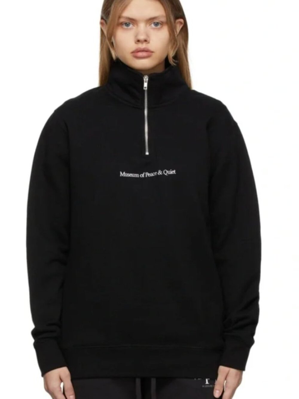 Museum of Peace & Quiet Black Signature Quarter Zip Fleece Pullover Sz L